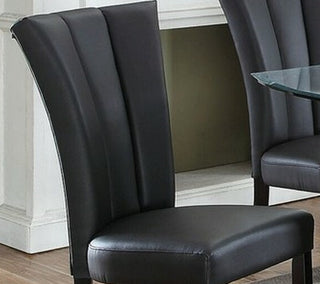 Sunvega Modern Black PU Upholstered Dining Chairs with Wide Flair Back Support