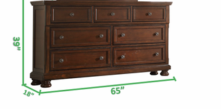 Sunvega Transitional Dark Walnut 7-Drawer Dresser with Metal Knobs
