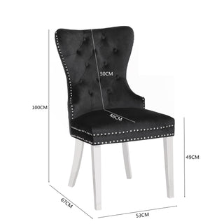 Sunvega Traditional Style Stainless Steel Chair with Plush Velvet Upholstery