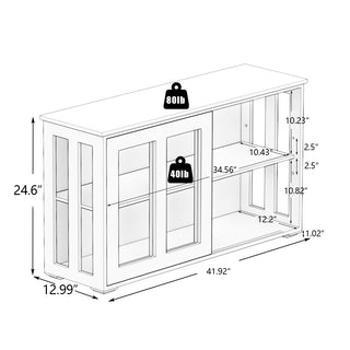 Sunvega White Kitchen Storage Stand Cupboard With Glass Door And Adjustable Shelves