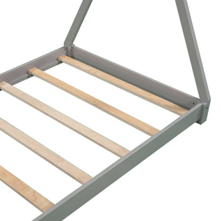Sunvega Twin Size House Platform Bed with Triangle Structure in Gray