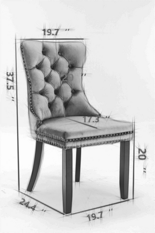Sunvega Modern Tufted PU and Velvet Upholstered Dining Chair with Wood Legs and Nailhead Trim