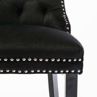 Sunvega Modern Velvet Upholstered Barstools with Button Tufted and Wooden Legs