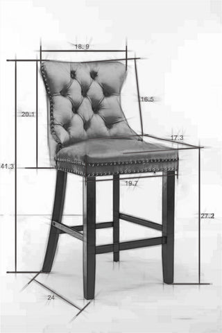 Sunvega Modern Velvet Upholstered Barstools with Button Tufted and Wooden Legs