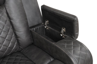 Sunvega Faux Leather Power Reclining Loveseat with LED Lighting and USB Ports