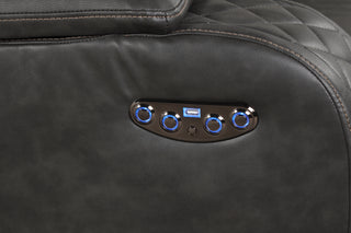 Sunvega Faux Leather Power Reclining Loveseat with LED Lighting and USB Ports