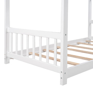 Sunvega Natural Wood Full Size House Platform Bed with Two Storage Drawers
