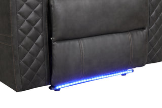 Sunvega Faux Leather Power Reclining Loveseat with LED Lighting and USB Ports