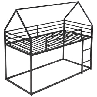 Sunvega Twin over Twin House Bunk Bed with Ladder and Slide in White