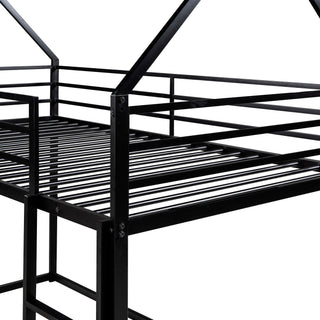 Sunvega Twin over Twin House Bunk Bed with Ladder and Slide in White