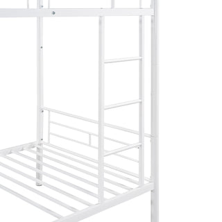 Sunvega Full Over Full Metal Bunk Bed with Chrome Finish and Guardrails