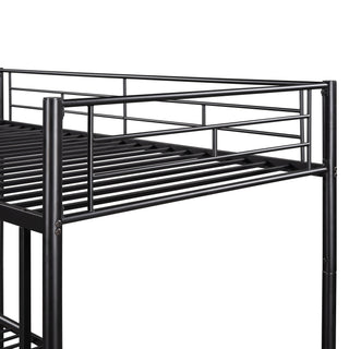 Sunvega Full Over Full Metal Bunk Bed with Chrome Finish and Guardrails