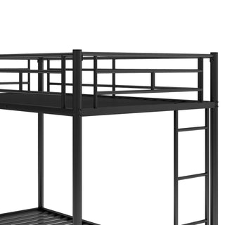 Sunvega Twin over Twin Bunk Bed with Trundle in White for Small Spaces