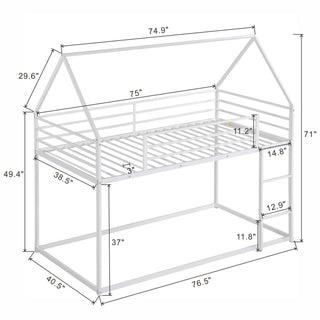 Sunvega Twin over Twin House Bunk Bed with Ladder and Slide in White