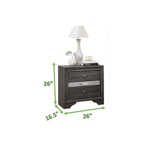 Sunvega White Acacia Wood Nightstand with Metal Drawer Pulls and Dovetail Joints