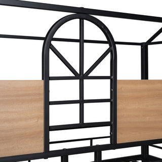 Sunvega Twin Over Twin Metal Bunk Bed With Slide And Playhouse Design For Bedroom