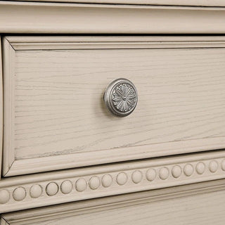 Sunvega Antique White Traditional Nightstand with USB Charger and Felt-Lined Drawers