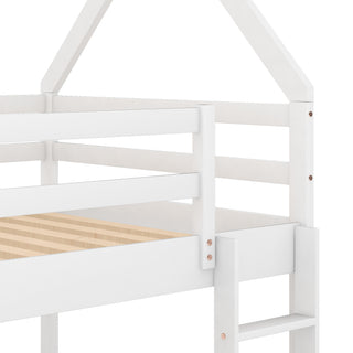 Sunvega Twin Size House Bunk Bed with Slide and Ladder for Kids Room
