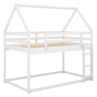 Sunvega Twin Size House Bunk Bed with Slide and Ladder for Kids Room