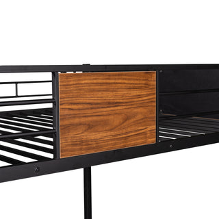 Sunvega Modern Full over Full Bunk Bed with Safety Rail and Built-in Ladder
