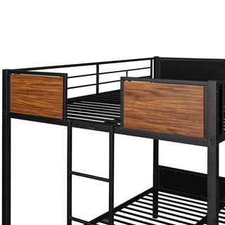 Sunvega Modern Full over Full Bunk Bed with Safety Rail and Built-in Ladder