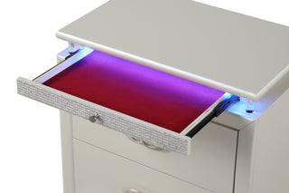 Sunvega Luxurious LED Night Stand with Felt Lined Drawers in Milky White