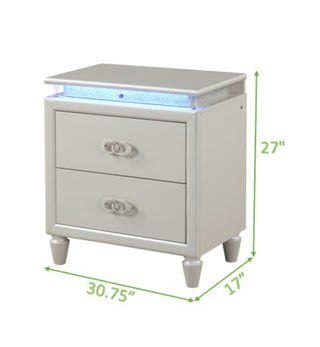 Sunvega Luxurious LED Night Stand with Felt Lined Drawers in Milky White