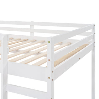 Sunvega Elegant White Full Size Wood Loft Bed with Slide and Ladder