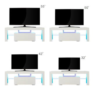Sunvega Wall Mounted Floating 80 Inch TV Stand with LED Lights and Charging Station