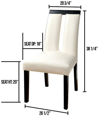 Sunvega Set of 2 Black and White Leatherette Padded Side Chairs with Slit Back