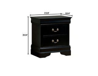 Sunvega Transitional Style Solid Wood Nightstand with Antique Brass Hanging Pulls
