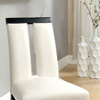 Sunvega Set of 2 Black and White Leatherette Padded Side Chairs with Slit Back