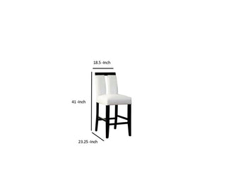 Sunvega Set of 2 Black and White Leatherette Padded Side Chairs with Slit Back