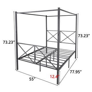 Sunvega Sturdy Full Metal Platform Bed Frame with X Shaped Support and Storage