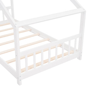 Sunvega Twin Size House Bed with Playhouse Design and Sturdy Pinewood Frame