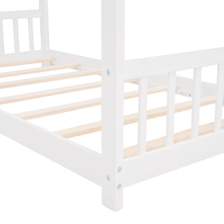 Sunvega Twin Size House Bed with Playhouse Design and Sturdy Pinewood Frame
