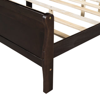 Sunvega Full Size Wood Platform Bed with Headboard and Classic Solid Wood Slat Support
