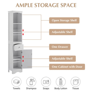 Sunvega Modern Freestanding Bathroom Cabinet with Drawer and Adjustable Shelf