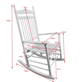 Sunvega Black Painted Populus Wood Porch Rocker Chair with Wide Seat