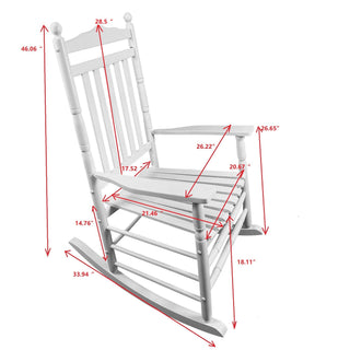 Sunvega Black Painted Populus Wood Porch Rocker Chair with Wide Seat