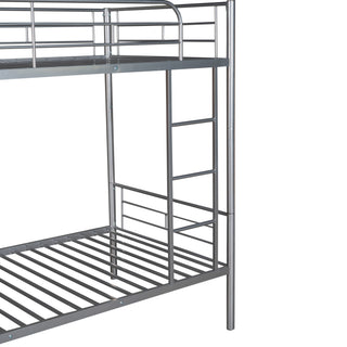 Sunvega Full Over Full Metal Bunk Bed with Chrome Finish and Guardrails