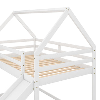 Sunvega Twin Size House Bunk Bed with Slide and Ladder for Kids Room