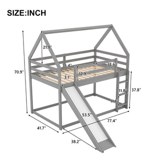 Sunvega Twin Size House Bunk Bed with Slide and Ladder for Kids Room