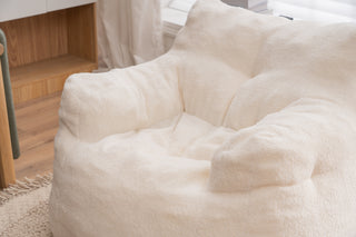 Sunvega Soft Teddy Velvet Fabric Tufted Bean Bag Chair with Ergonomic Backrest