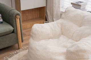 Sunvega Soft Teddy Velvet Fabric Tufted Bean Bag Chair with Ergonomic Backrest