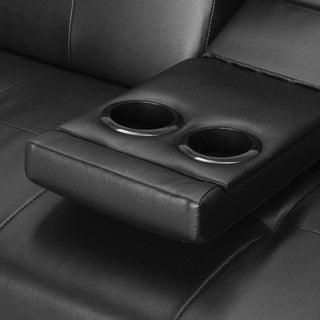 Sunvega Modern Faux Leather Convertible Sofa Bed with Cup Holders and Adjustable Backrest