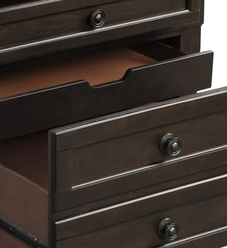 Sunvega Grayish Brown Wooden Dresser with 7 Dovetail Drawers and Antique Pewter Knobs