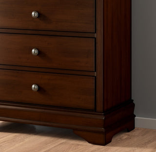 Sunvega Brown Cherry Finish Louis Phillipe Style 6 Drawer Dresser with Hidden Jewelry Storage