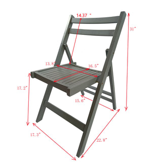 Sunvega Solid Wood Folding Chairs with Slatted Seat and Open Back for Events Set of 4