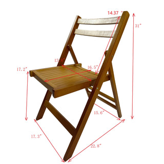 Sunvega Solid Wood Folding Chairs with Slatted Seat and Open Back for Events Set of 4